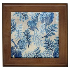 Flowers Blue Patterns Fabric Framed Tiles by Nexatart