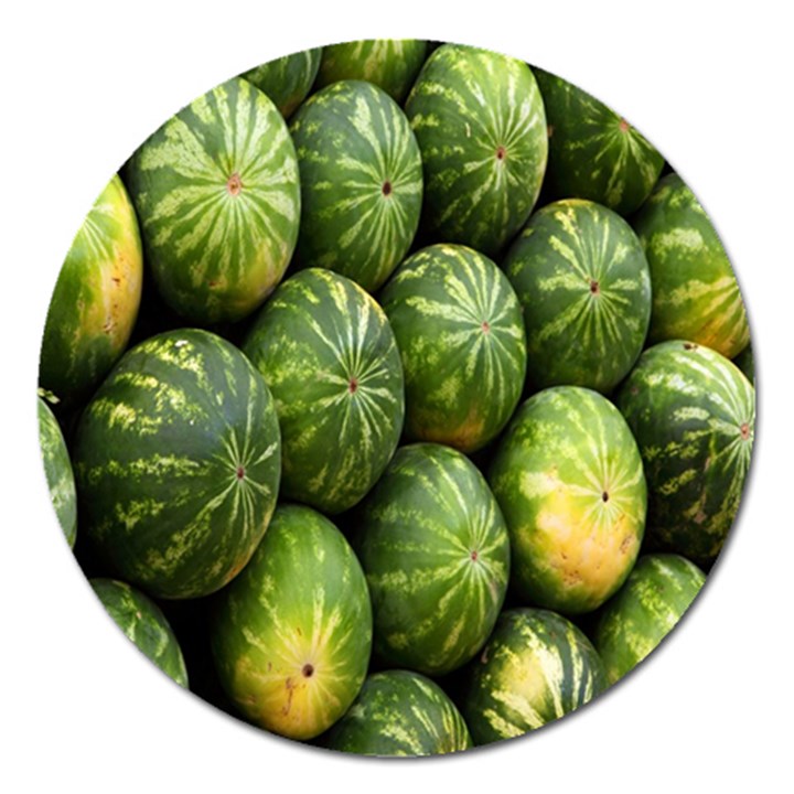 Food Summer Pattern Green Watermelon Magnet 5  (Round)