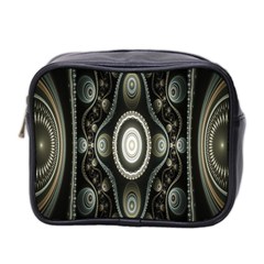 Fractal Beige Blue Abstract Mini Toiletries Bag 2-side by Nexatart