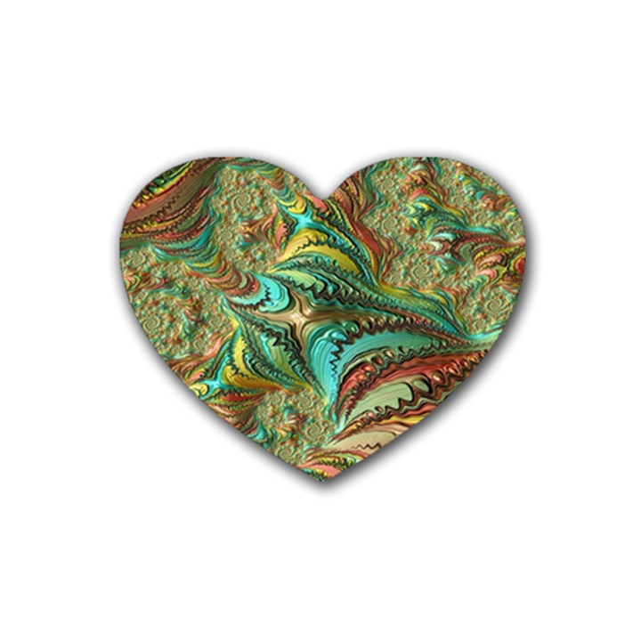 Fractal Artwork Pattern Digital Rubber Coaster (Heart) 