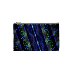 Fractal Blue Lines Colorful Cosmetic Bag (small)  by Nexatart