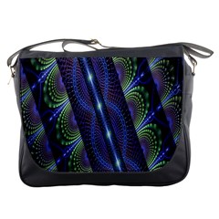 Fractal Blue Lines Colorful Messenger Bags by Nexatart