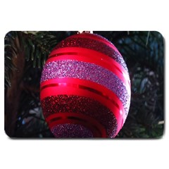 Glass Ball Decorated Beautiful Red Large Doormat  by Nexatart