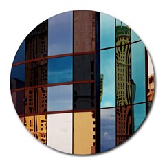 Glass Facade Colorful Architecture Round Mousepads by Nexatart