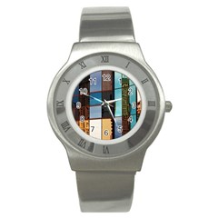 Glass Facade Colorful Architecture Stainless Steel Watch by Nexatart