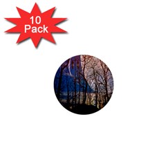 Full Moon Forest Night Darkness 1  Mini Buttons (10 Pack)  by Nexatart