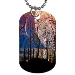 Full Moon Forest Night Darkness Dog Tag (two Sides) by Nexatart