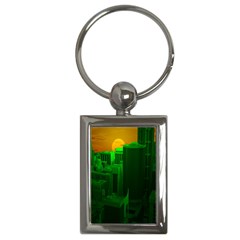 Green Building City Night Key Chains (rectangle) 