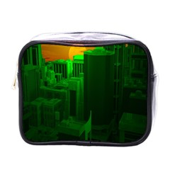 Green Building City Night Mini Toiletries Bags by Nexatart