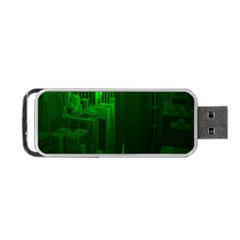 Green Building City Night Portable Usb Flash (two Sides) by Nexatart