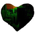 Green Building City Night Large 19  Premium Flano Heart Shape Cushions Back
