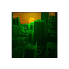 Green Building City Night Satin Bandana Scarf by Nexatart