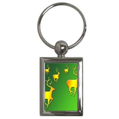 Gold Reindeer Key Chains (rectangle)  by Nexatart