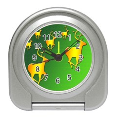 Gold Reindeer Travel Alarm Clocks by Nexatart