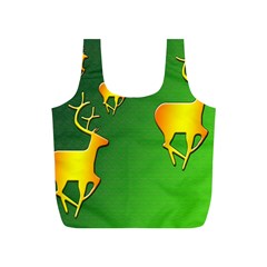 Gold Reindeer Full Print Recycle Bags (s)  by Nexatart