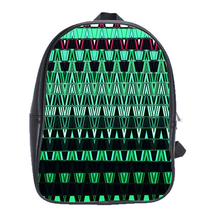 Green Triangle Patterns School Bags(Large) 