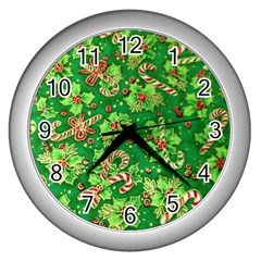 Green Holly Wall Clocks (silver)  by Nexatart