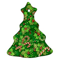 Green Holly Christmas Tree Ornament (two Sides) by Nexatart