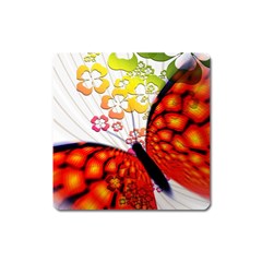 Greeting Card Butterfly Kringel Square Magnet by Nexatart