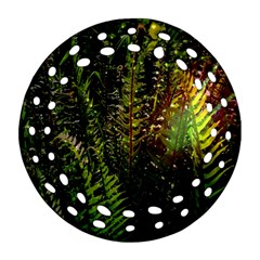 Green Leaves Psychedelic Paint Ornament (round Filigree)