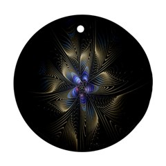 Fractal Blue Abstract Fractal Art Ornament (round)