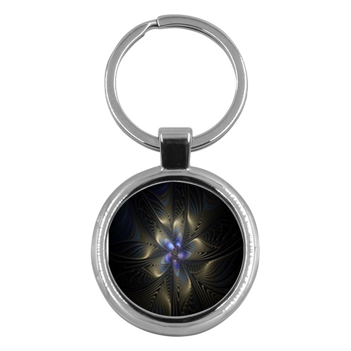 Fractal Blue Abstract Fractal Art Key Chains (Round) 