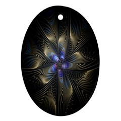 Fractal Blue Abstract Fractal Art Oval Ornament (two Sides) by Nexatart