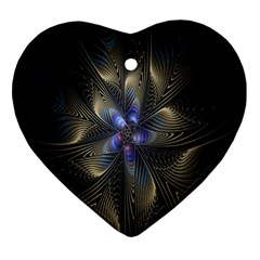 Fractal Blue Abstract Fractal Art Heart Ornament (two Sides) by Nexatart