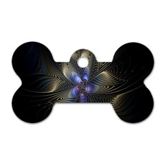 Fractal Blue Abstract Fractal Art Dog Tag Bone (two Sides) by Nexatart