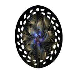 Fractal Blue Abstract Fractal Art Oval Filigree Ornament (two Sides) by Nexatart