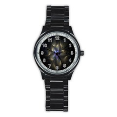 Fractal Blue Abstract Fractal Art Stainless Steel Round Watch by Nexatart