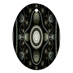 Fractal Beige Blue Abstract Ornament (oval) by Nexatart