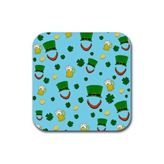 St  Patrick s Day Pattern Rubber Coaster (square)  by Valentinaart