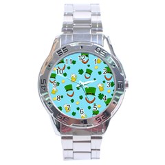 St  Patrick s Day Pattern Stainless Steel Analogue Watch by Valentinaart