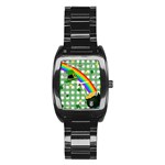 St. Patrick s day rainbow Stainless Steel Barrel Watch Front