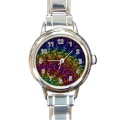Fractal Art Design Colorful Round Italian Charm Watch by Nexatart