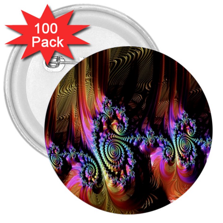 Fractal Colorful Background 3  Buttons (100 pack) 
