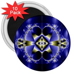 Fractal Fantasy Blue Beauty 3  Magnets (10 Pack)  by Nexatart