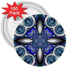 Fractal Cathedral Pattern Mosaic 3  Buttons (100 pack) 