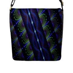 Fractal Blue Lines Colorful Flap Messenger Bag (l)  by Nexatart