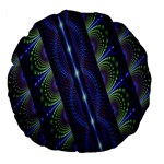 Fractal Blue Lines Colorful Large 18  Premium Flano Round Cushions Back