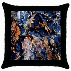 Frost Leaves Winter Park Morning Throw Pillow Case (black) by Nexatart