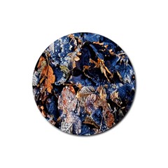 Frost Leaves Winter Park Morning Rubber Coaster (round)  by Nexatart