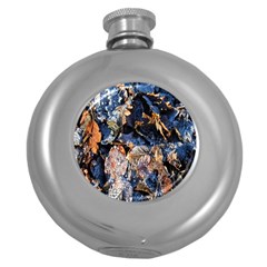 Frost Leaves Winter Park Morning Round Hip Flask (5 Oz) by Nexatart