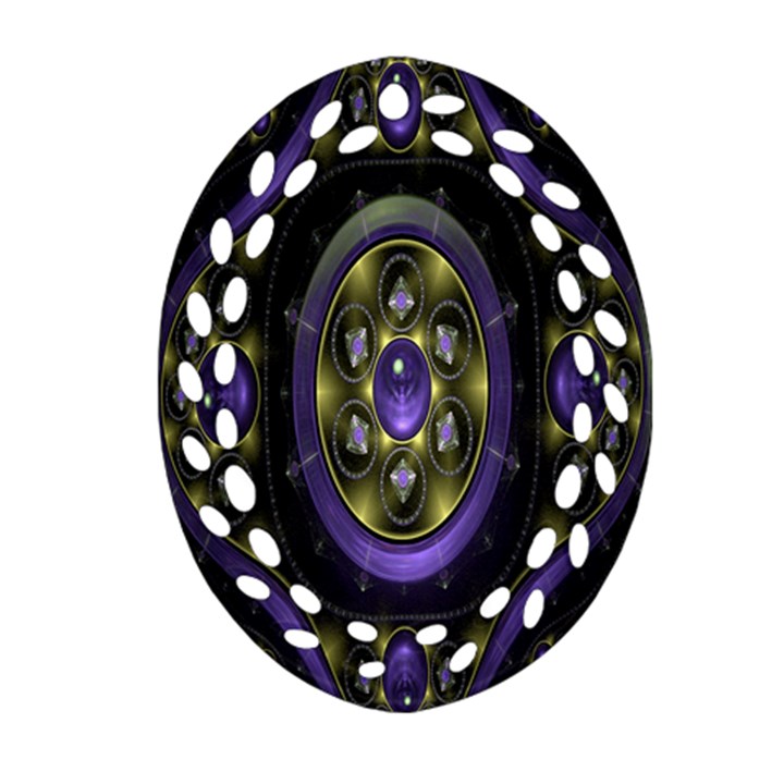 Fractal Sparkling Purple Abstract Oval Filigree Ornament (Two Sides)