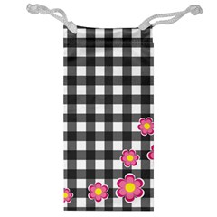 Floral Plaid Pattern Jewelry Bag by Valentinaart