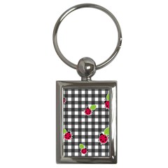 Ladybugs Plaid Pattern Key Chains (rectangle)  by Valentinaart