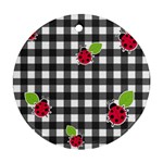 Ladybugs plaid pattern Round Ornament (Two Sides) Front