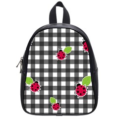 Ladybugs Plaid Pattern School Bags (small)  by Valentinaart