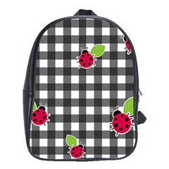 Ladybugs Plaid Pattern School Bags (xl)  by Valentinaart